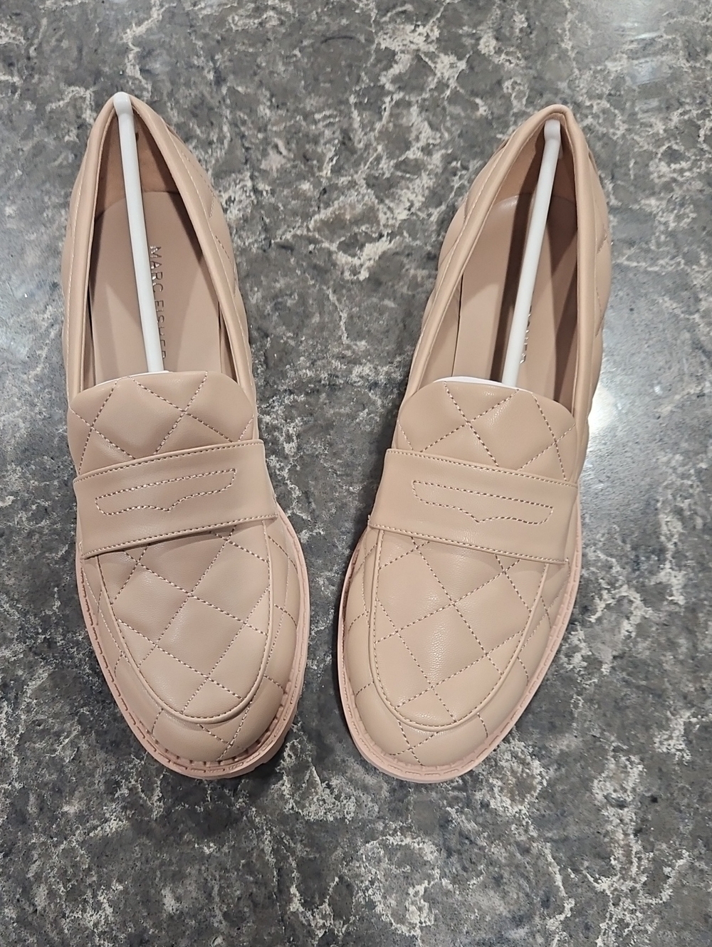 Marc Fisher Nude Quilted Penny Loafers
